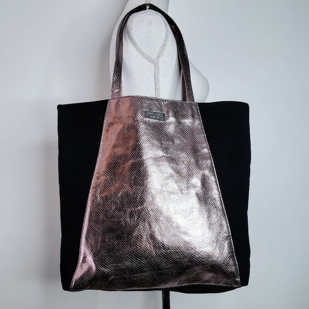 Metallic Rose Gold & Black Tote Bag